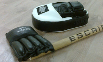 Handschuhe und Stock